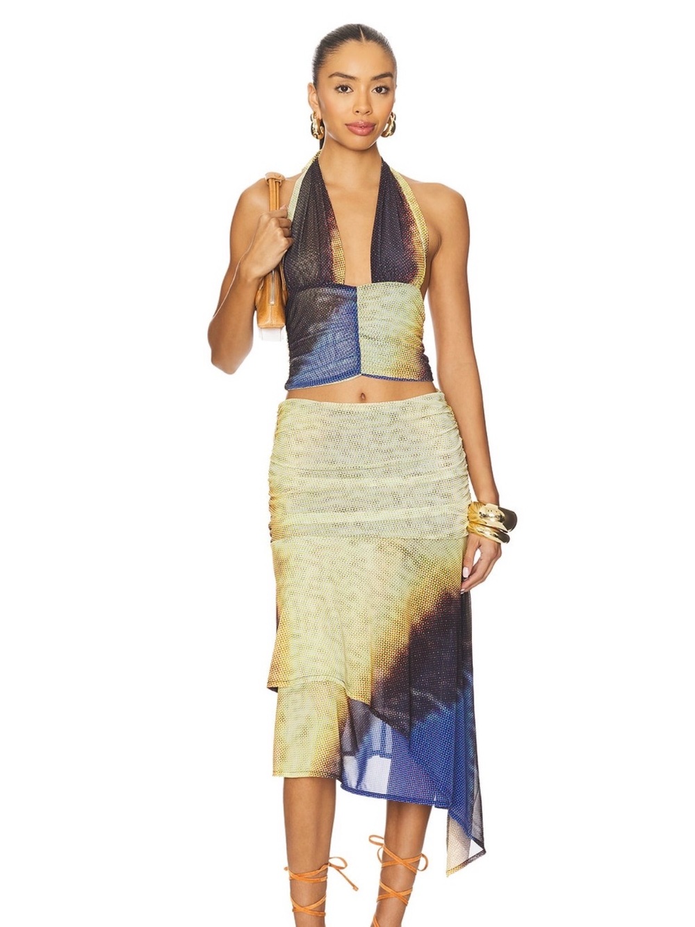 Feners festa top and skirt night blue multi xs set new